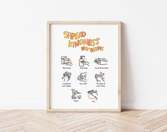 Spread Kindness Not Germs Classroom Hand Washing Print (FRAME NOT INCLUDED)