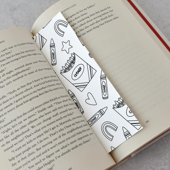 Crayon Pattern Coloring Bookmark for Readers | Double-Sided Print on Extra Heavy Cardstock