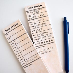 Book Review Notepad and Book Notes Bookmark - Book Review Stamp Best Reading Journal or Book Club Gifts - Book Review Memo Pad Bookish Gifts