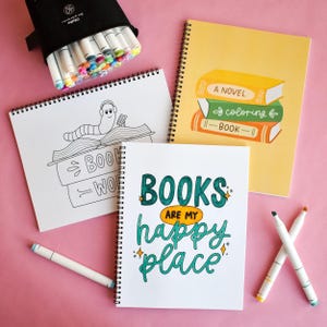 Bookish Coloring Book For Adults and Teens - Book Lover Gift - Cute Coloring Pages Self Care Gift - Novel Coloring Book - 8.5x11 in image 2