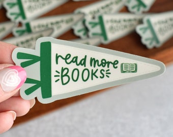 Read More Books Pennant Sticker | Cute Decal for Laptop and Water Bottle | Waterproof and Weatherproof Sticker | Bookish Kindle Sticker