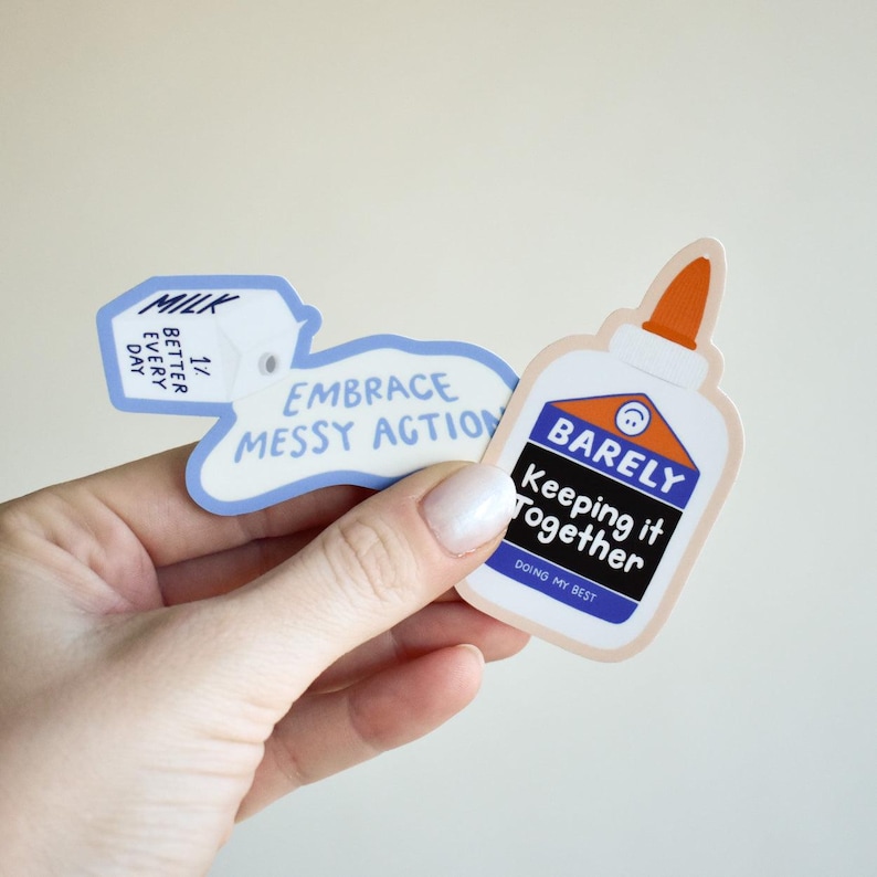 Barely Keeping It Together Sticker Funny Gift For Her - Sarcastic Sticker For Laptop - Adult Humor Decals For Water Bottle or Planner image 3