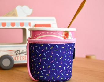 Sprinkle Ice Cream Pint Holder | Waterproof Sleeve with Handle and Spoon Pocket