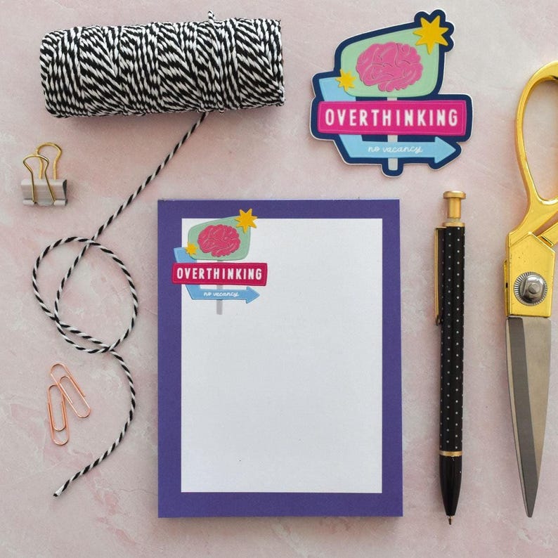 Overthinking Notepad Self Care Checklist Best Mental Health Gift - Anxiety Task Pad Stress Relief Gift For Overthinker - Brain Dump Memo Pad image 1
