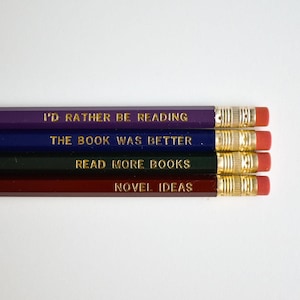 Book Lover Pencil Pack | Bookish Gold Foil Stamped Set of 4 Bild 1
