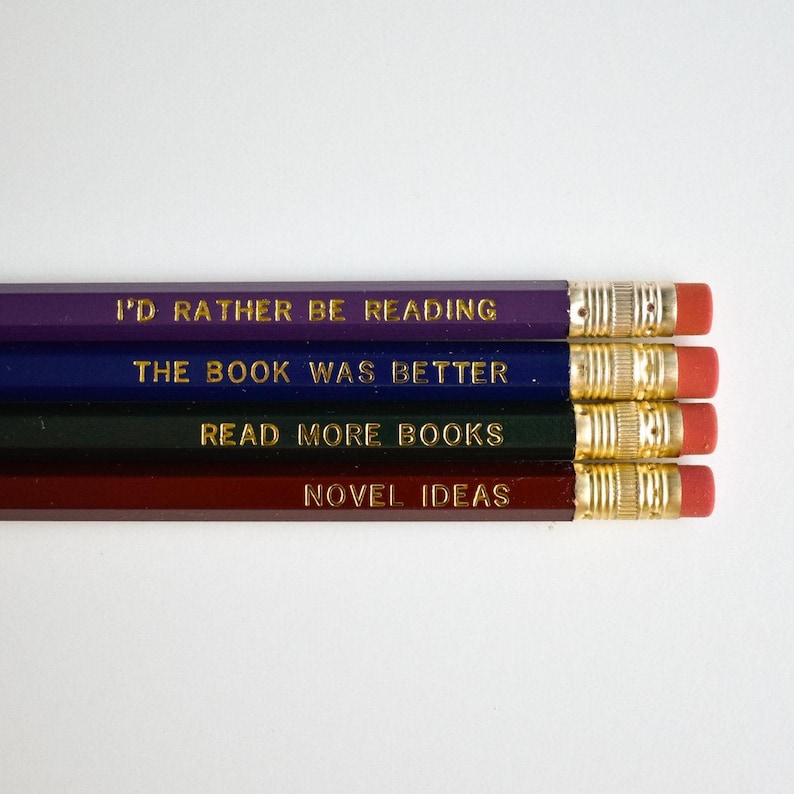 Book Lover Pencil Pack | Bookish Gold Foil Stamped Set of 4 Bild 1