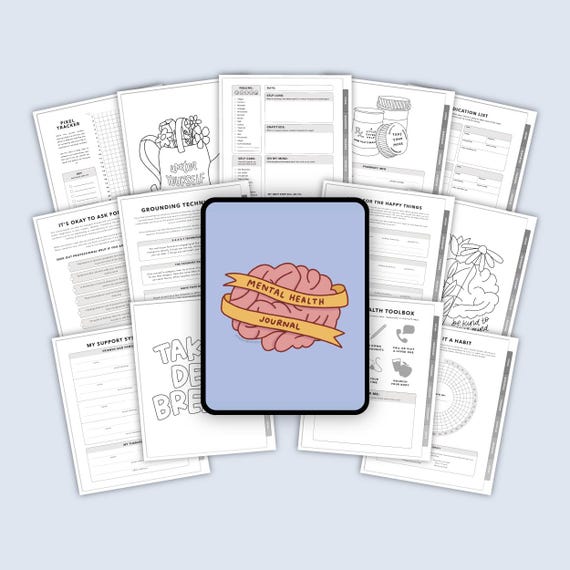 Digital Mental Health Journal - Guided Therapy Notebook Best Wellness Gift - Anxiety Journal Daily Planner & Health Tracker - Self Care Gift