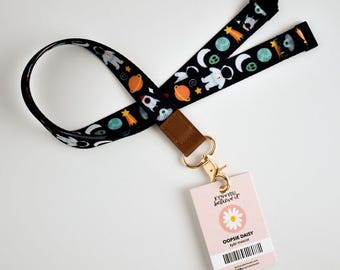 Outer Space Lanyard Cute Teacher Gift - Alien Lanyard For Badge Holder With Breakaway Clasp - Science Lanyard Back To School Supplies