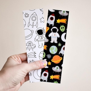 Outer Space Bookmark | Double-Sided Print with Science Doodles | Full-Color or Coloring