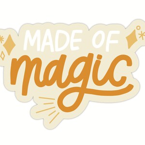 Made of Magic Sticker Cute Sticker for Summer Yellow Water Bottle Sticker for Women Glitter Laptop Sticker Gift for Students image 4