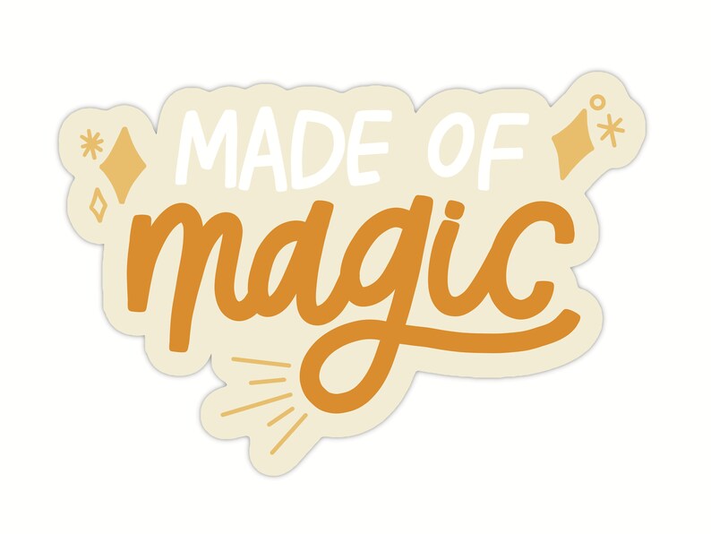 Made of Magic Sticker Cute Sticker for Summer Yellow Water Bottle Sticker for Women Glitter Laptop Sticker Gift for Students image 4