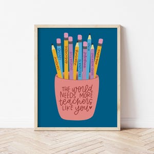 Lámina decorativa "Profesores como tú" / Regalo de agradecimiento para fin de curso (MARCO NO INCLUIDO)