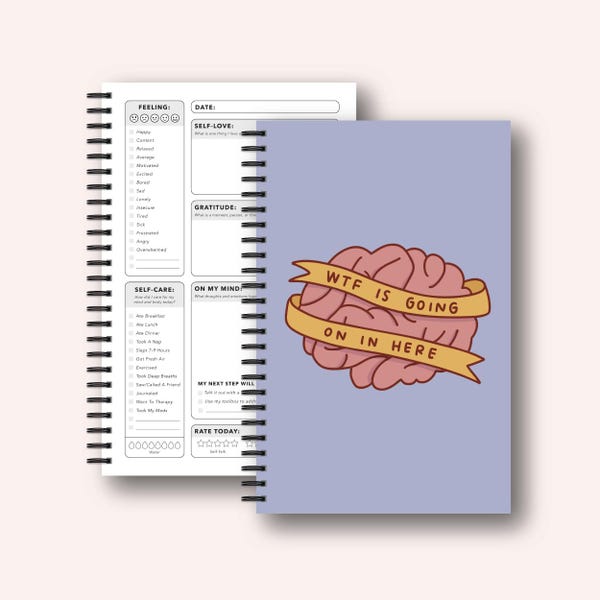 WTF Is Going On In Here Mental Health Journal With Prompts -  Daily Habit ADHD Planner Best Mood Tracker or Brain Dump - Therapy Notebook