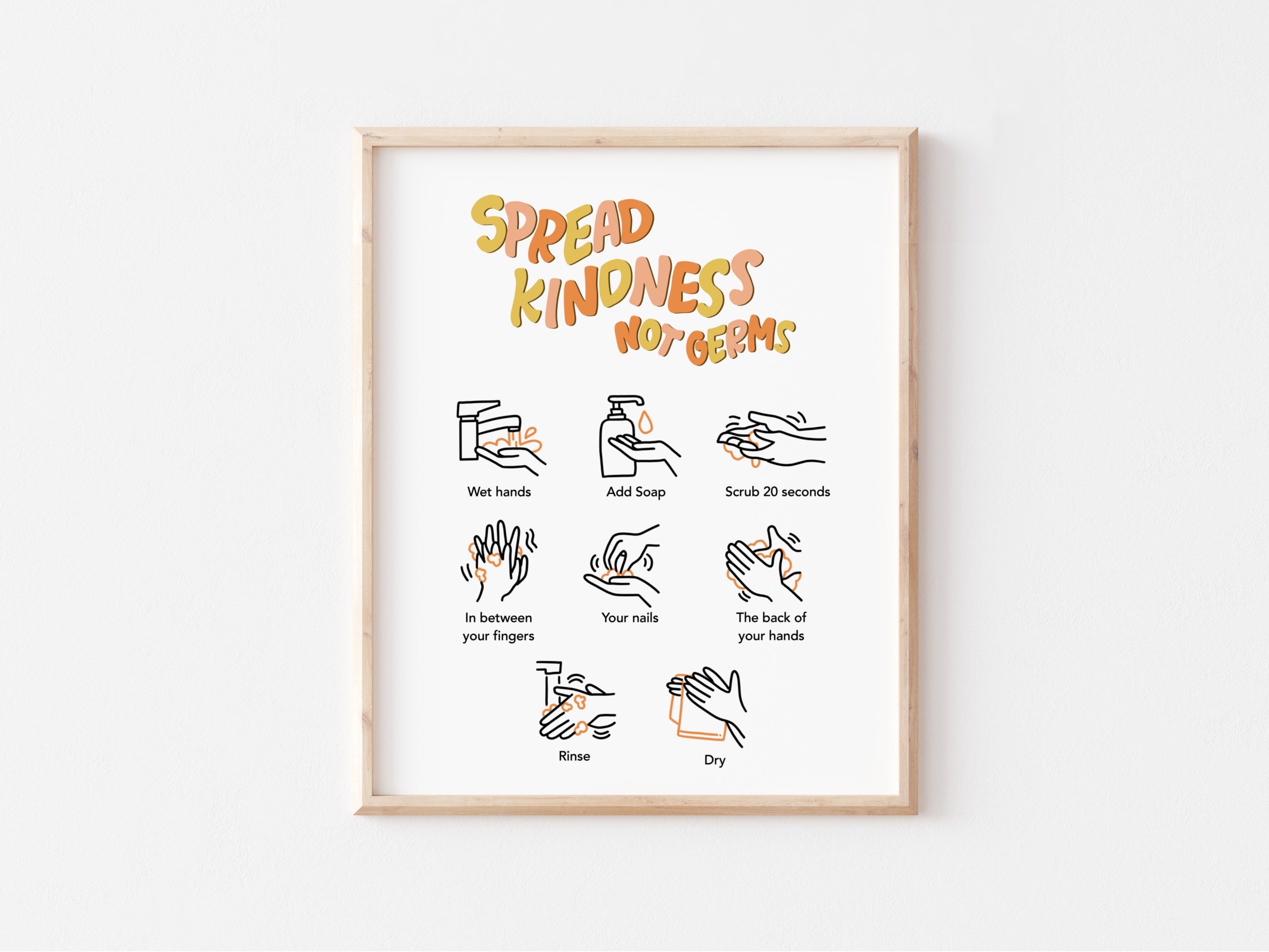 Spread Kindness Not Germs Hand Washing Instructions | Classroom ...