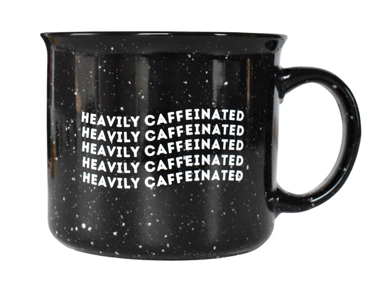 Heavily Caffeinated Mug Ceramic Camper Mug for Women Speckled Camper Mug for Her Coffee Lover Gift Funny Mother's Day Gift for Her image 3