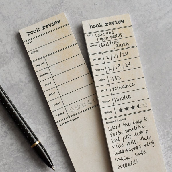 Book Review Notepad | Tear-Away Book Notes for Current Read | Bookmark Notepad | Cute Gift for Readers
