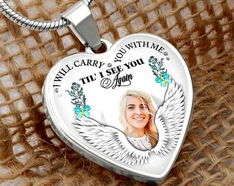 Personalized Memorial Necklace, Remembrance Jewelry, Guardian Angel Necklace, Grief Gift, Sympathy Gift, In Loving Memory Gift
