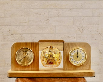 One-off Handmade Barometer and Clock with Touch Lamp