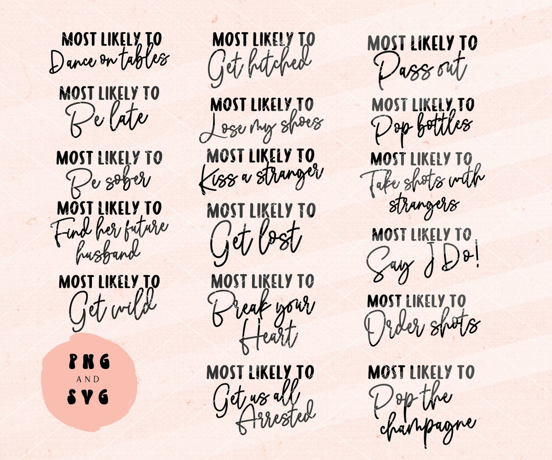 Most Likely to SVG Bundle, Bachelorette Shirts Svg, Bride Squad Svg