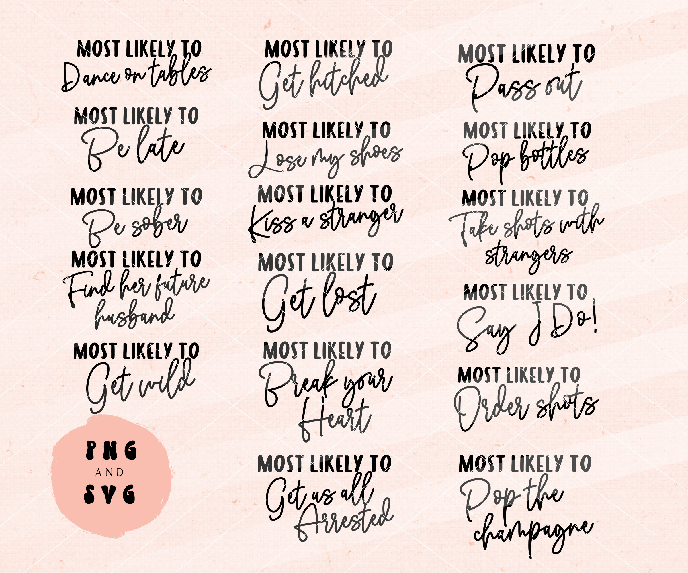 Most Likely to SVG Bundle Bachelorette Shirts Svg Bride - Etsy Australia