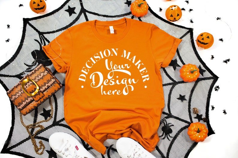 Halloween Burnt Orange Bella Canvas 3001 Mockup Unisex | Etsy