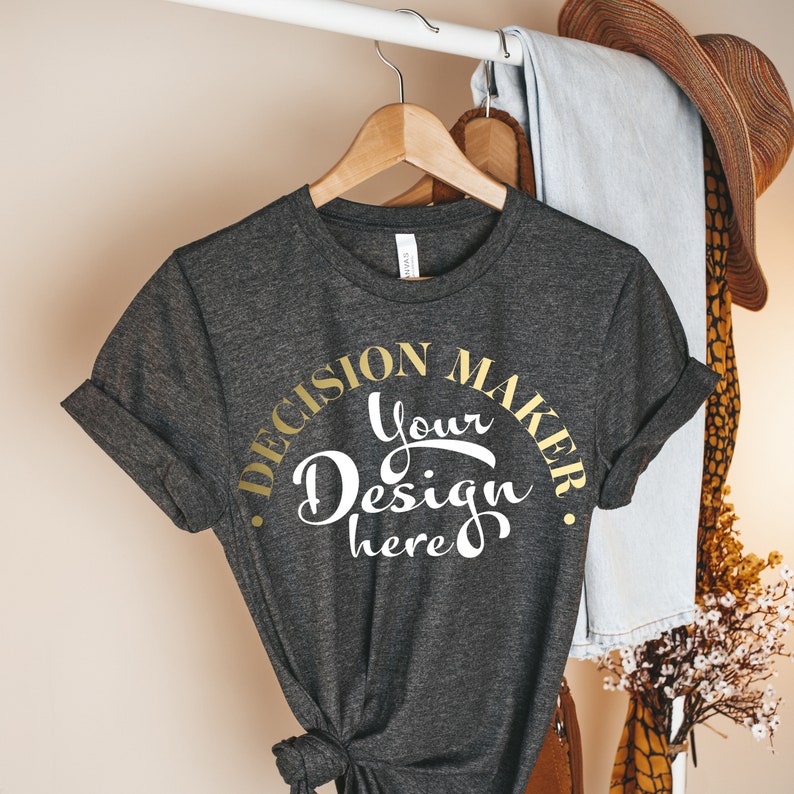 Heather Dark Grey Bella Canvas 3001 Mockup Heather Dark