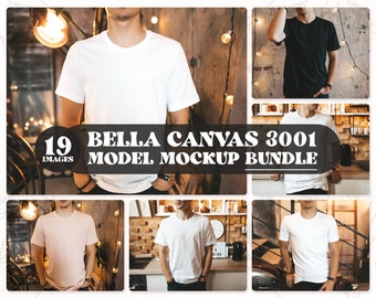 Lot de maquettes pour hommes, maquette de t-shirt Bella Canvas 3001, maquette de t-shirt Bella Canvas 3001, maquette de t-shirt pour hommes, modèle 3001