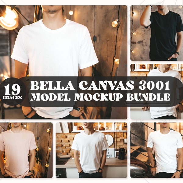 Mens Mockup Bundle, Bella Canvas 3001 Tshirt Mockup Model Bundle, Bella Canvas 3001 Mockup, Male T-shirt Mock up, Model 3001 Mockup