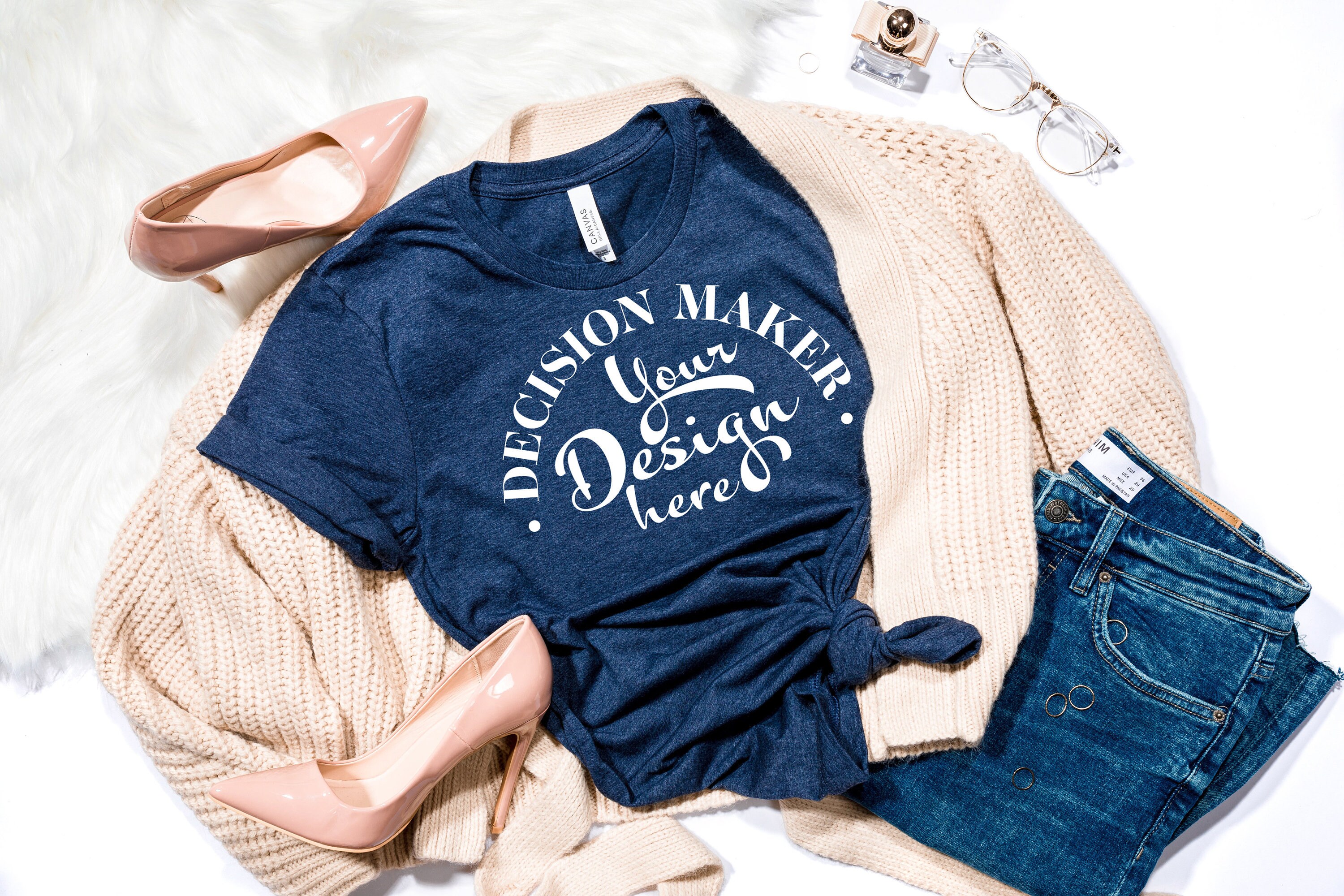 heather navy bella canvas