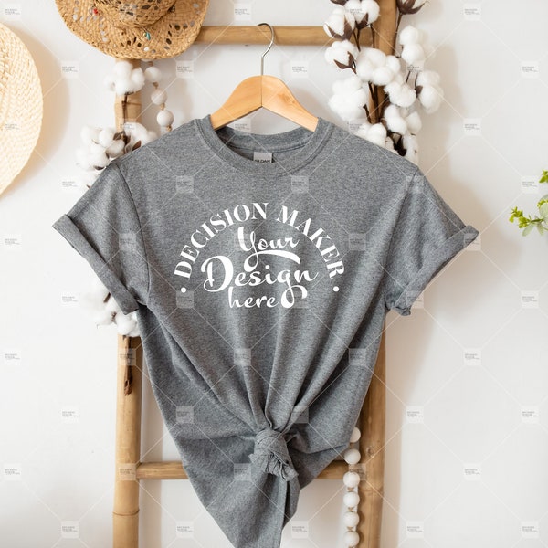 Graphite Heather Gildan 5000 Mockup, Unisex T-shirt Mock Up, T-Shirt Mockup, Model Mockup, T-Shirt Flat Lay, Tshirt Mockup, Tee Mockup