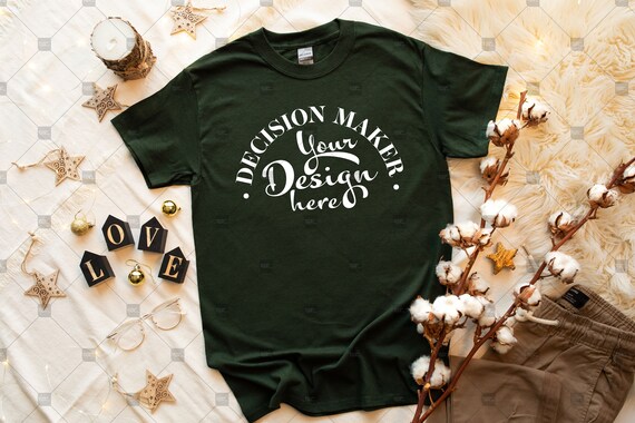 Download Forest Green Gildan 5000 Mockup Unisex T Shirt Mock Up Etsy