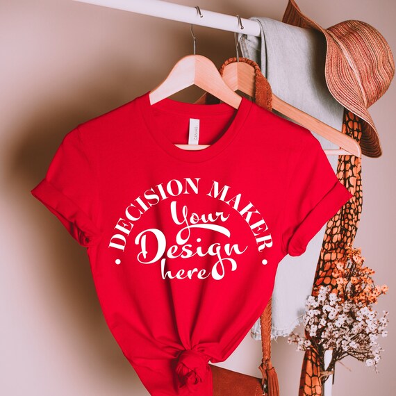 Red Bella Canvas 3001 Mockup, Red Unisex T-shirt Mock Up, T-Shirt Mockup, Tshirt Mockup, Flat Lay Mock up, T-Shirt Flat Lay Mockup
