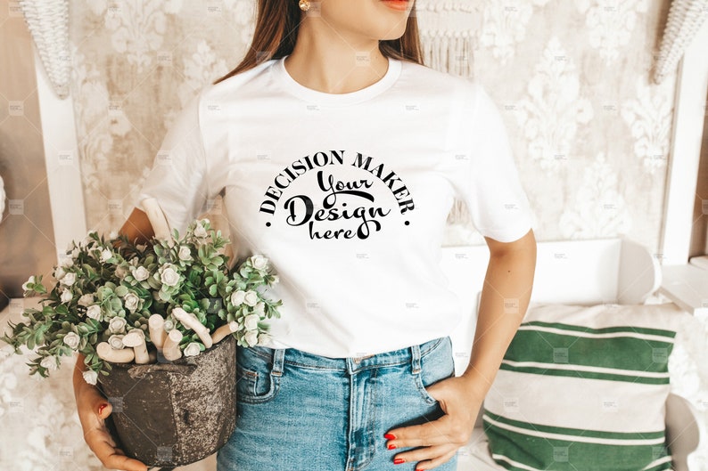 Download White Bella Canvas 3001 Mockup White Unisex T-shirt Mock Up | Etsy