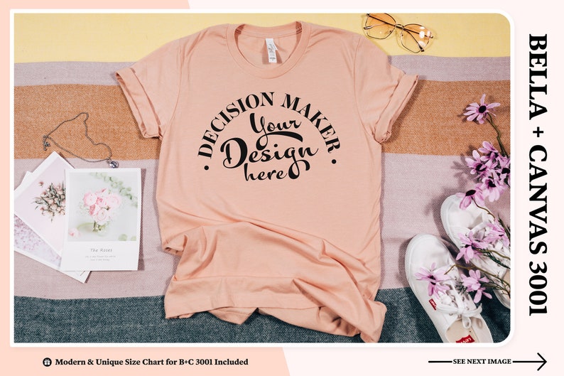 Download Bella Canvas 3001 Peach Flat Lay Mockup Bella Canvas ...