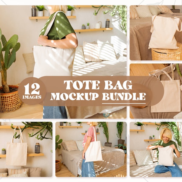 Tote Bag Mockup Bundle, Canvas Tote Bag Mockup, Print on Demand Mockup, Model Mock up, Aesthetic Tote Bag, Gift Bag Mockup
