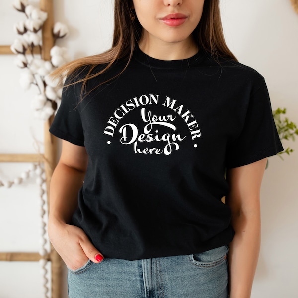 Black Gildan 5000 Mockup, Black Unisex T-shirt Mock Up, T-Shirt Mockup, Model Mockup, T-Shirt Flat Lay, Tshirt Mockup, Tee Mockup