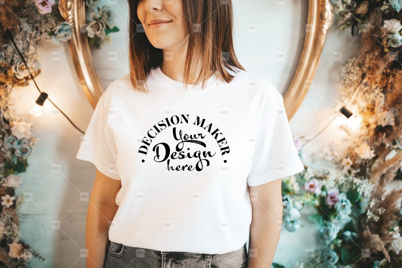 Download White Gildan 5000 Mockup White Unisex T-shirt Mock Up | Etsy