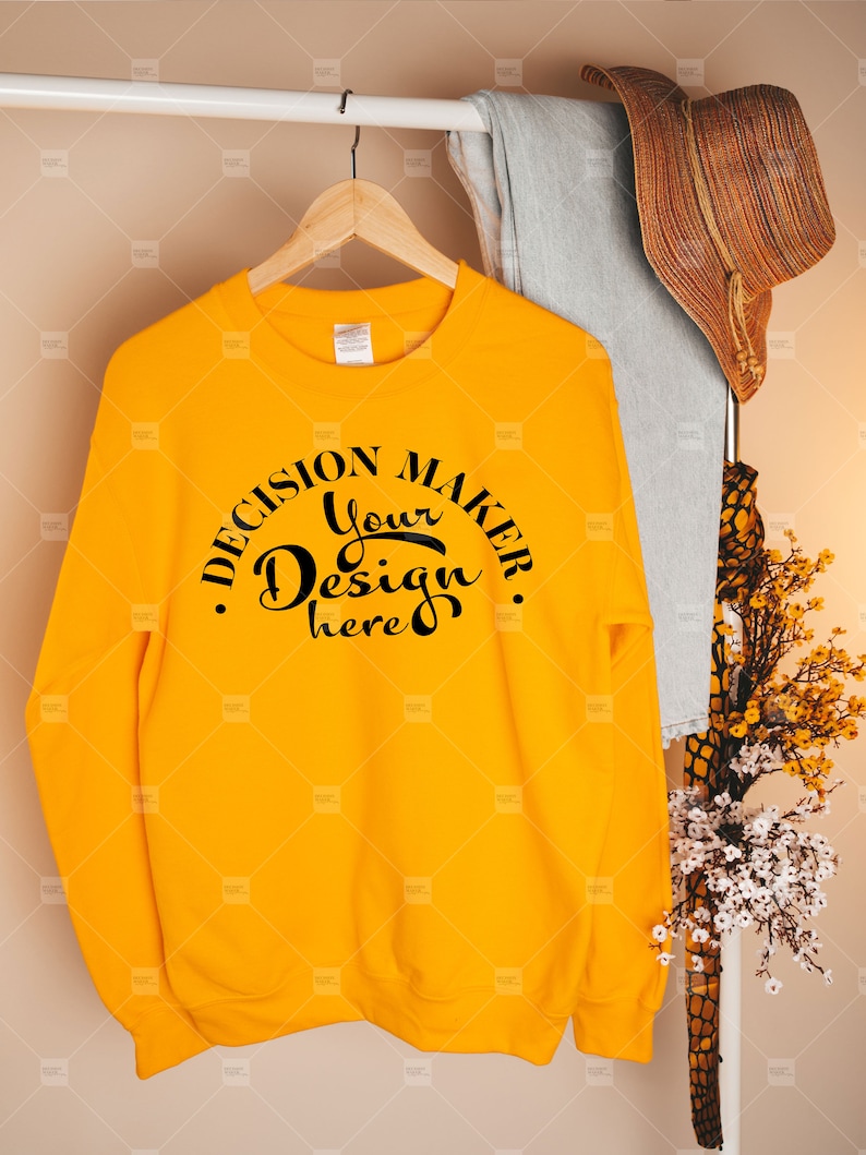 18000 Gildan Gold Heavy Blend Sweatshirt Mockup Flat Lay Etsy