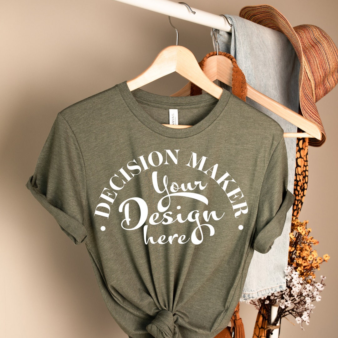 Heather Olive Bella Canvas 3001 Mockup, Heather Olive Unisex T-shirt ...