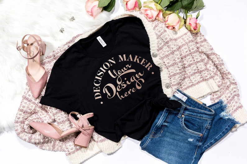 Download Black Bella Canvas 3001 Mockup Black Unisex T-shirt Mock ...