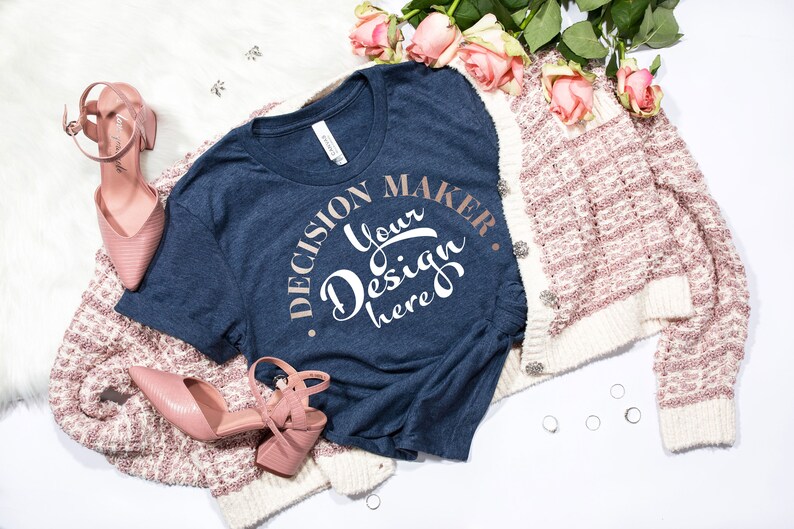 Download Heather Navy Bella Canvas 3001 Mockup Heather Navy Unisex ...