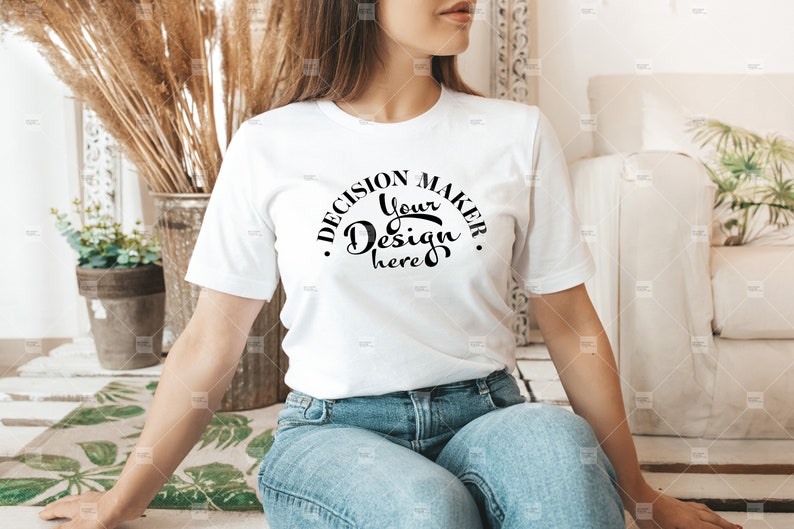Download White Bella Canvas 3001 Mockup White Unisex T-shirt Mock ...