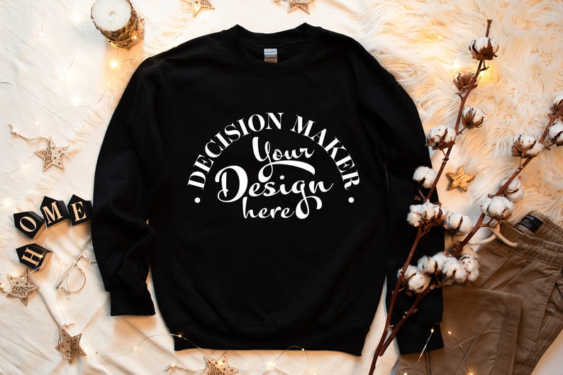 Download 18000 Gildan Black Heavy Blend Sweatshirt Mockup Flat Lay ...