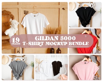 Gildan 5000 Tshirt Mockup Bundle, Mockup Bundle, Gildan 5000 Shirt Mockup, Boho Mockup