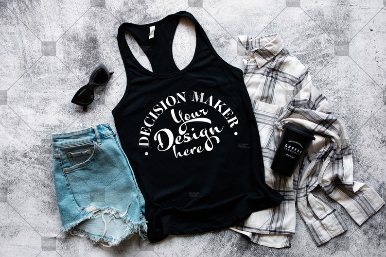 Download Black Next Level 1533 Tank Top Mockup Black 1533 Racerback | Etsy