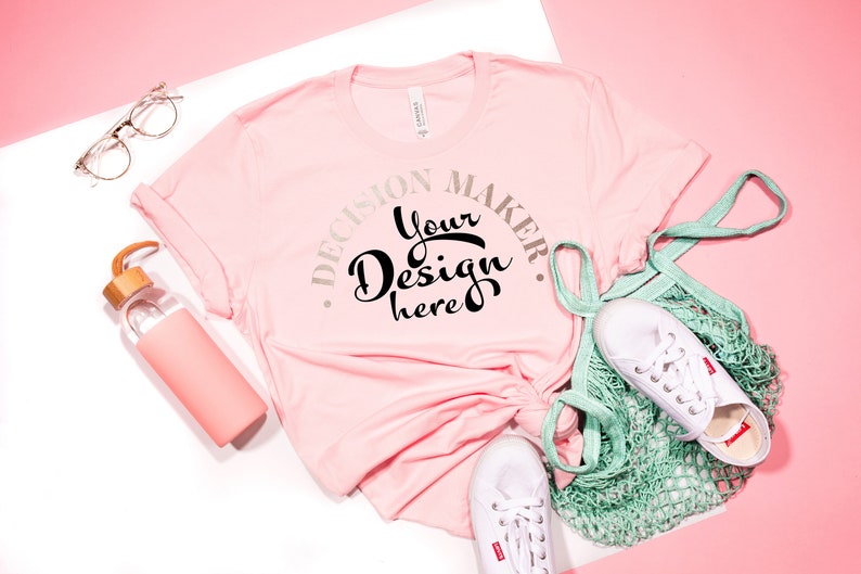 Download Pink Bella Canvas 3001 Mockup Pink Unisex T-shirt Mock Up ...