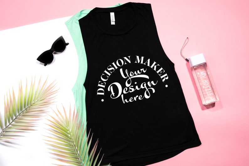 Download Black Bella Canvas 8803 Flowy Muscle Tank Flat Lay Mockup ...