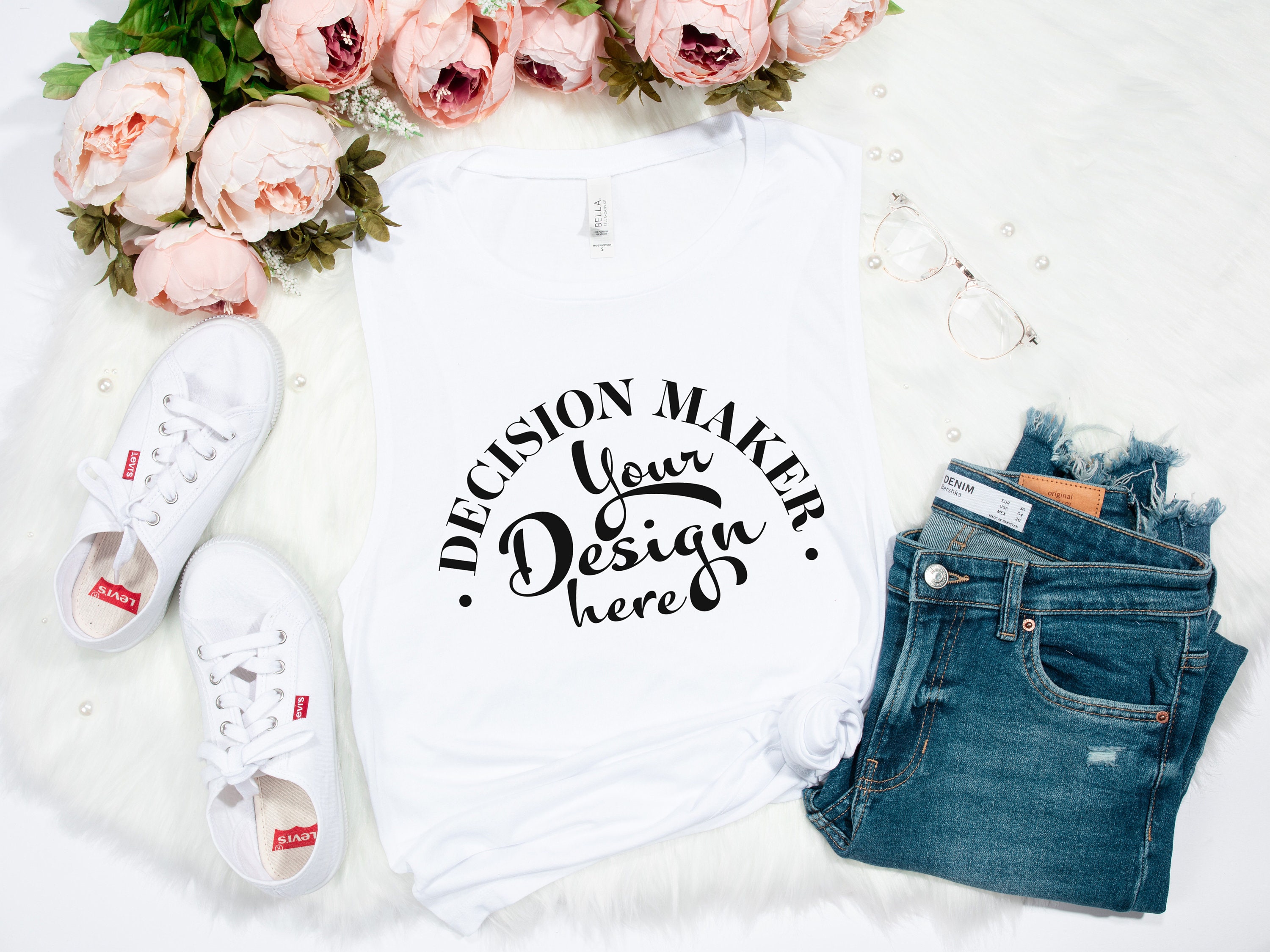 Download White Bella Canvas 8803 Flowy Muscle Tank Flat Lay Mockup | Etsy