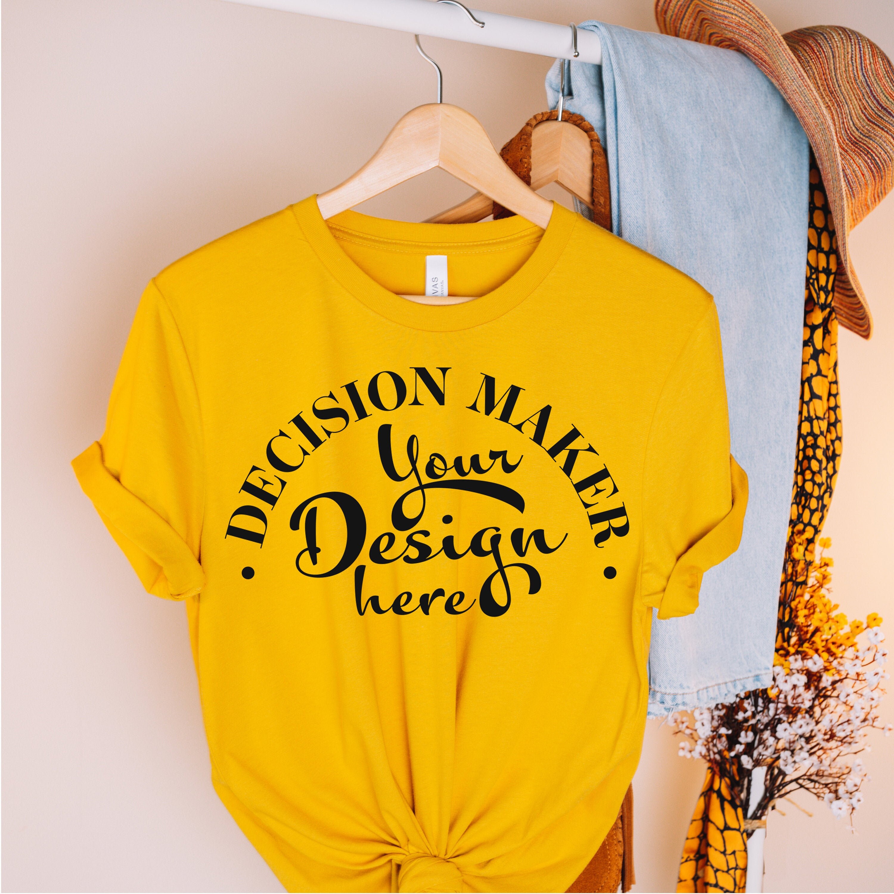Download Mustard Bella Canvas 3001 Mockup Mustard Unisex T-shirt ...