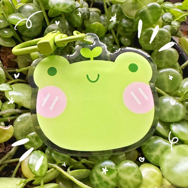 Froggo Head Acrylic Charm | happy frog head keychain